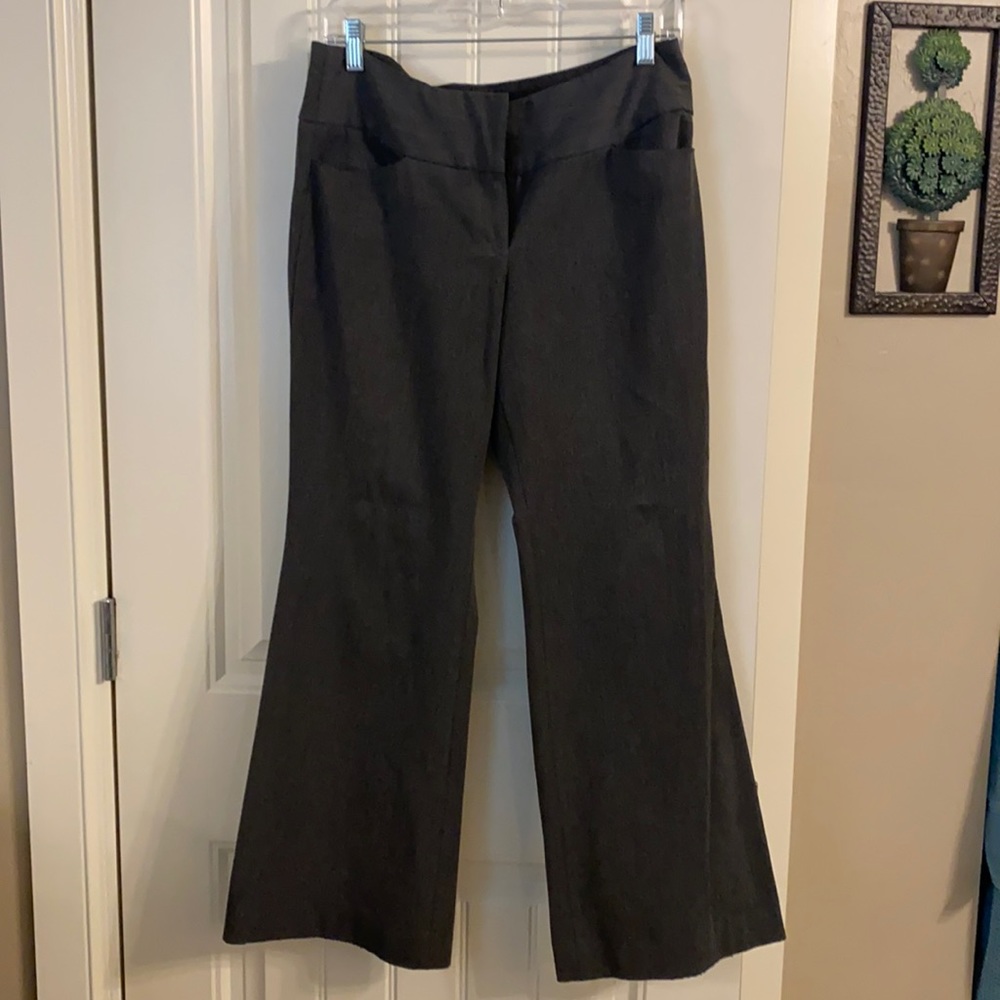Express dark gray editor wide waistband flare dress pants